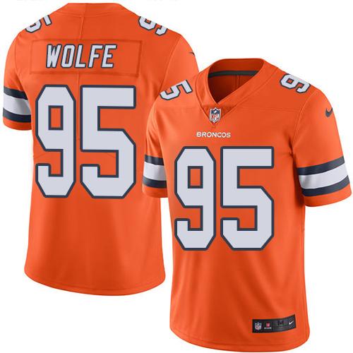 Nike Broncos #95 Derek Wolfe Orange Youth Stitched NFL Limited Rush Jersey - Click Image to Close